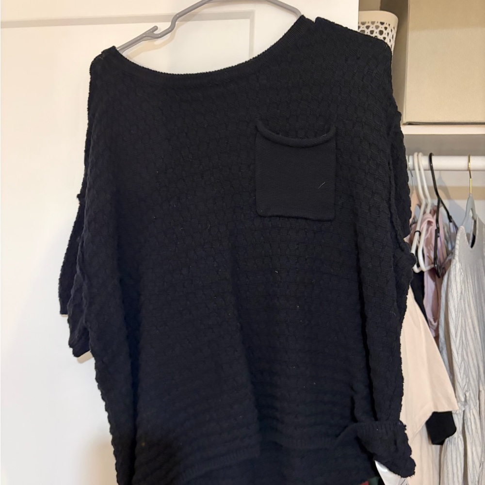 Free People Textured Black Sweater